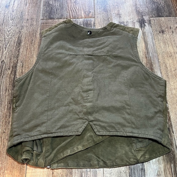 Diesel Suede Army Green Cropped Vest w/ Zipper Size Small - Picture 5 of 6